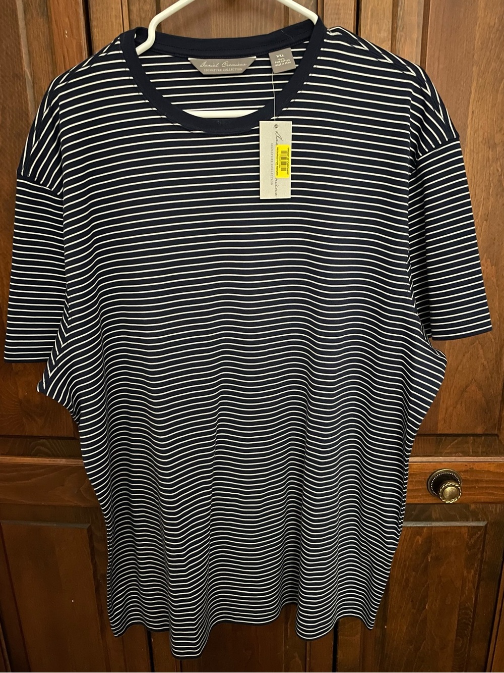 Men’s Nautica Striped Navy & White Crew Neck XXL Tee; Pima 100% Cotton